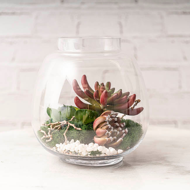 Round Glass Terrarium Bowl Clear - 19Dx22.3cmH